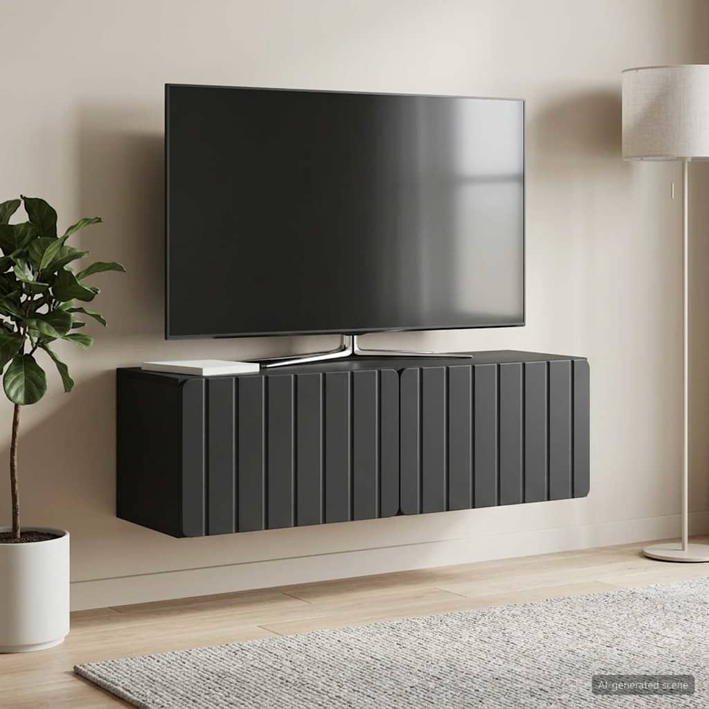 Wandmontierter TV-Schrank 98 x 31 x 30 cm Schwarz Holzwerkstoff