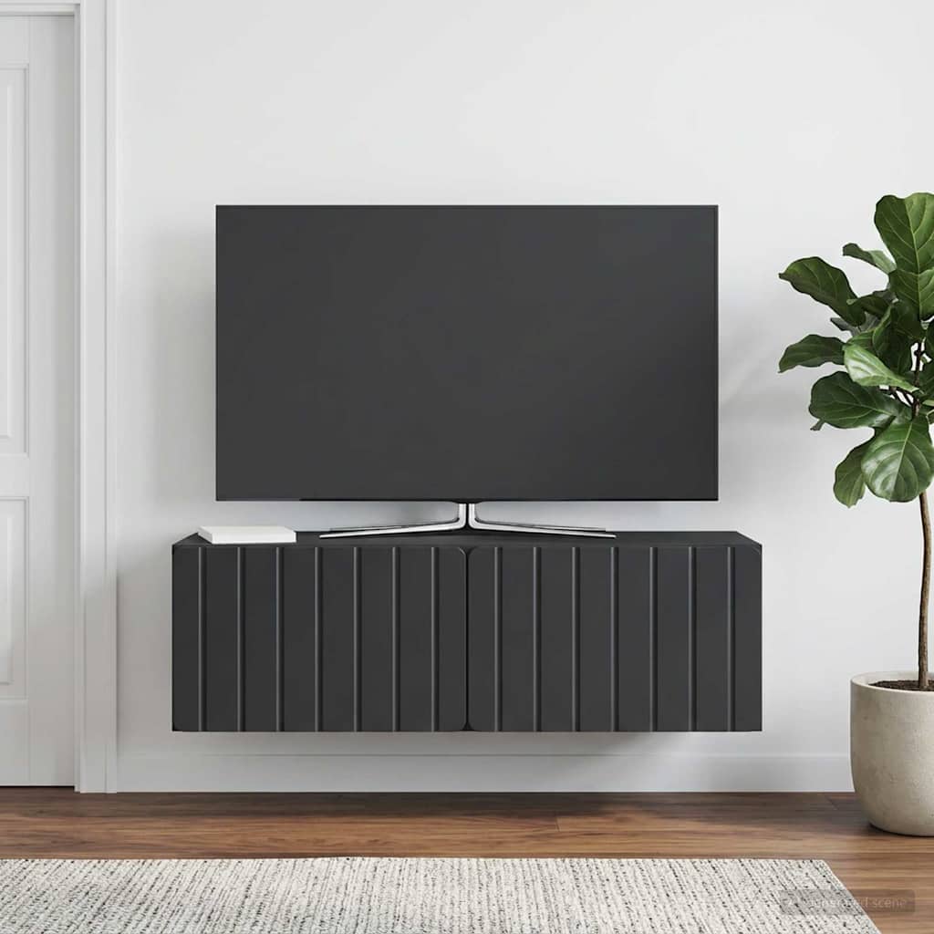 Wandmontierter TV-Schrank 98 x 31 x 30 cm Schwarz Holzwerkstoff