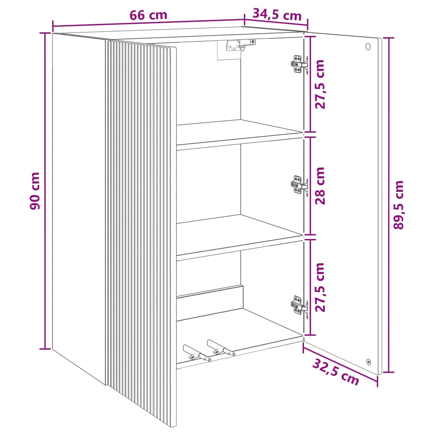 Wandschrank 66 x 34,5 x 90 cm Holzwerkstoff Weiß