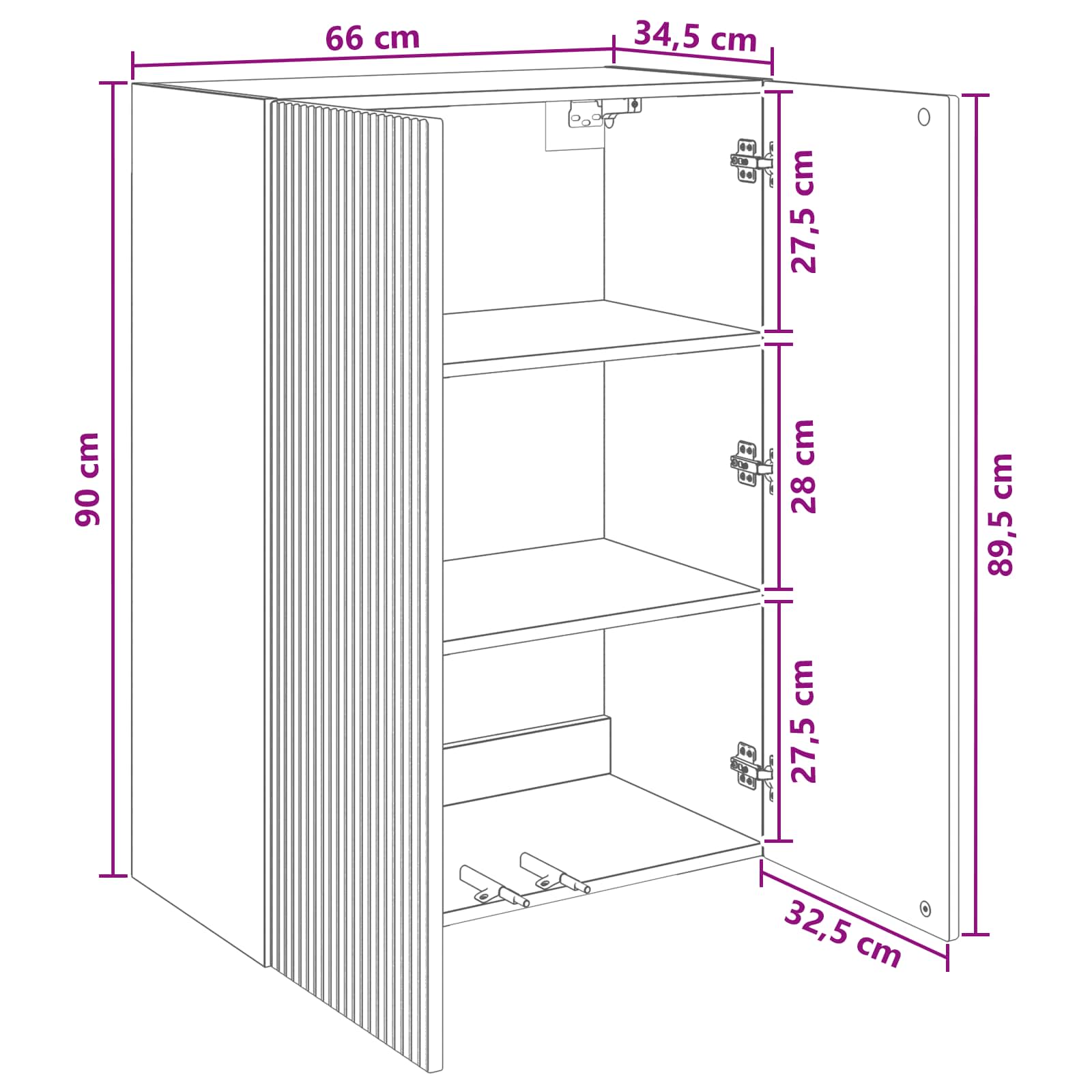 Wandschrank 66 x 34,5 x 90 cm Holzwerkstoff Weiß