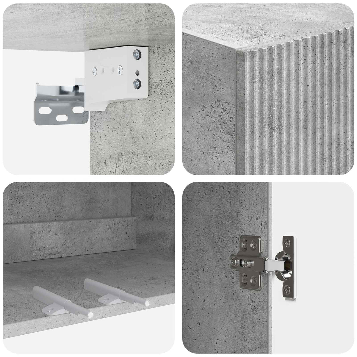 Wandschrank 66 x 34,5 x 90 cm Holzwerkstoff Betongrau