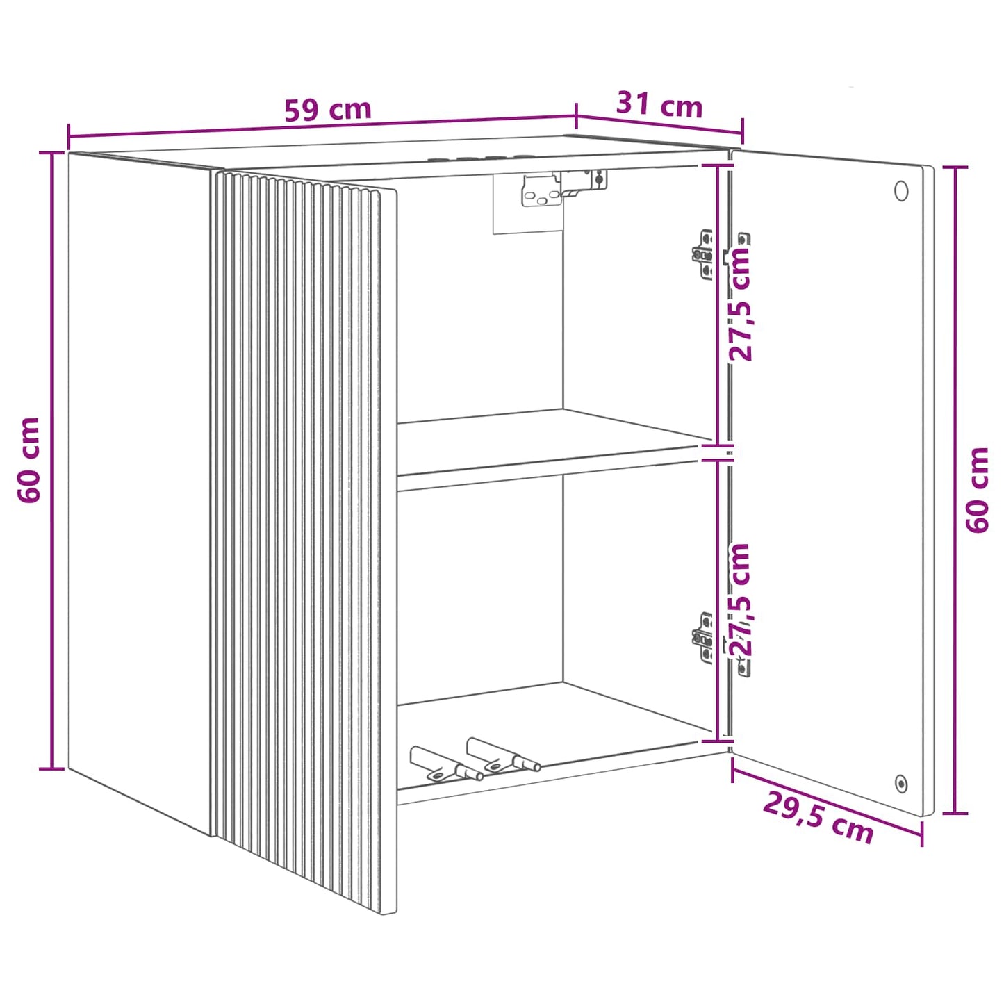 Wandschrank 59 x 31 x 60 cm Holzwerkstoff Weiß