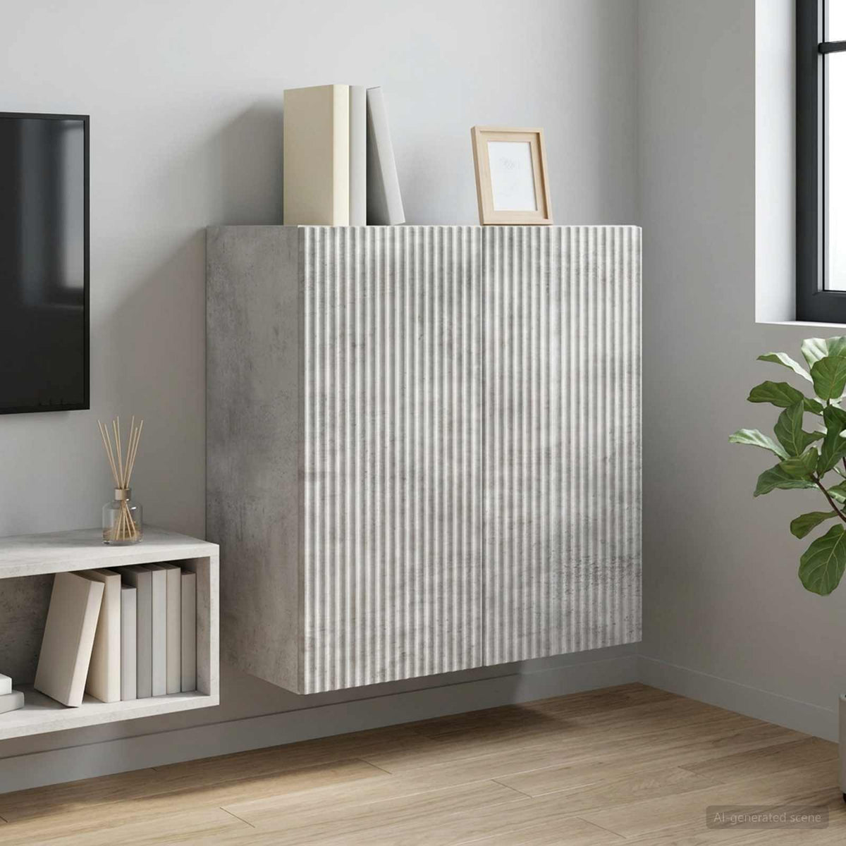 Wandschrank 59 x 31 x 60 cm Holzwerkstoff Betongrau