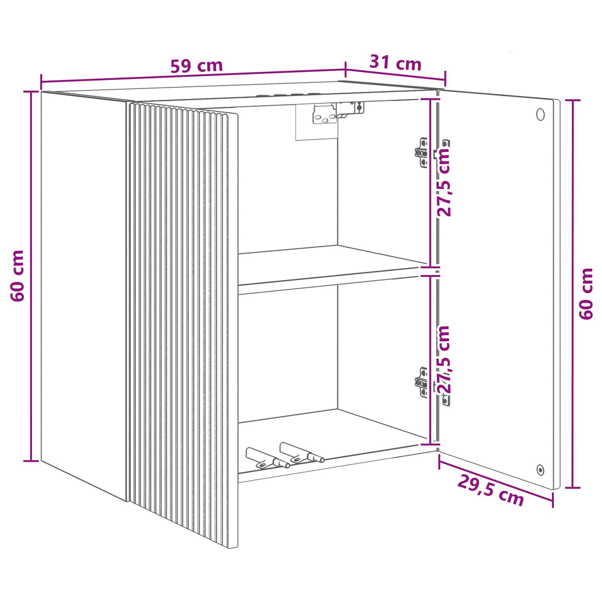 Wandschrank 59 x 31 x 60 cm Holzwerkstoff Betongrau