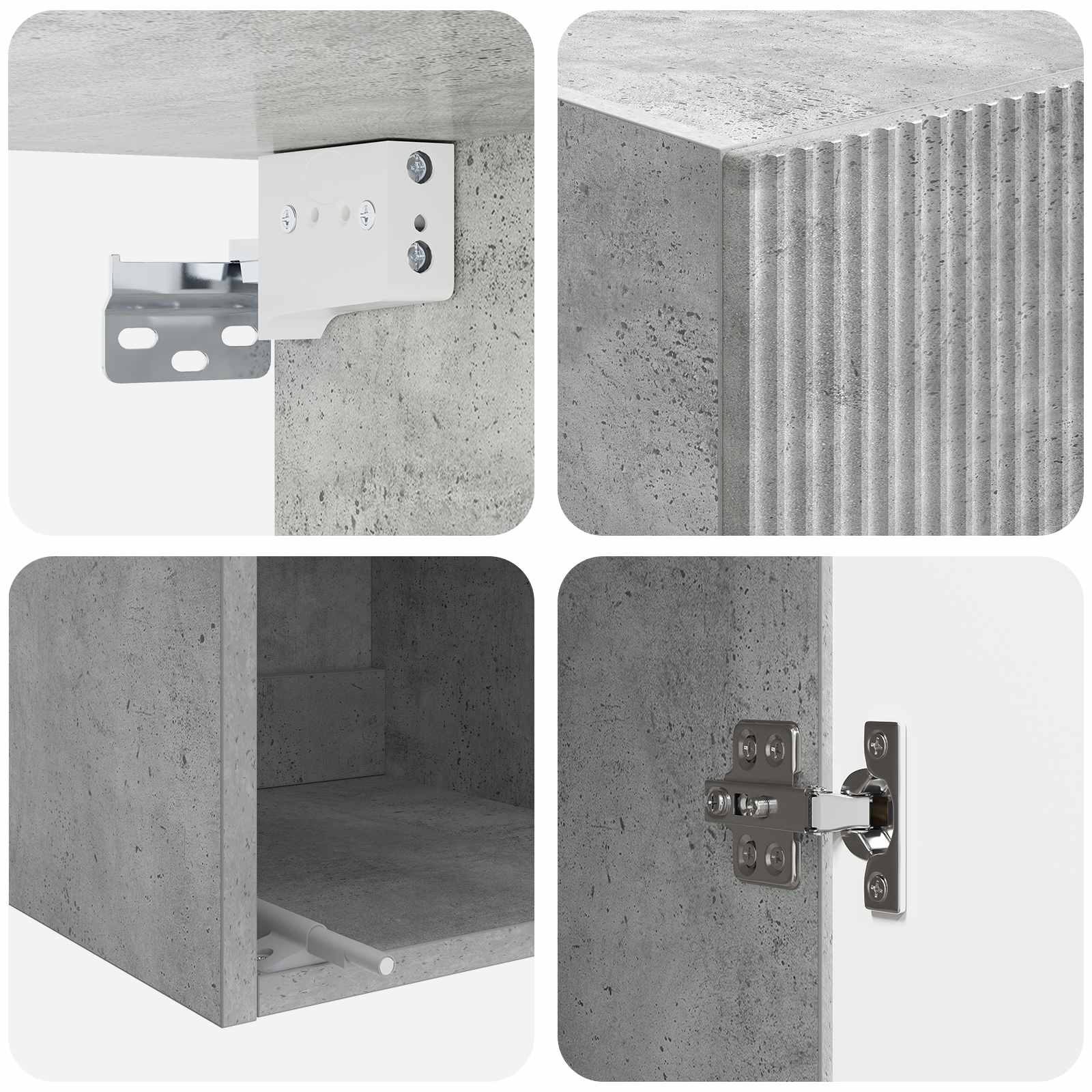Wandschrank 33 x 34,5 x 90 cm Holzwerkstoff Betongrau