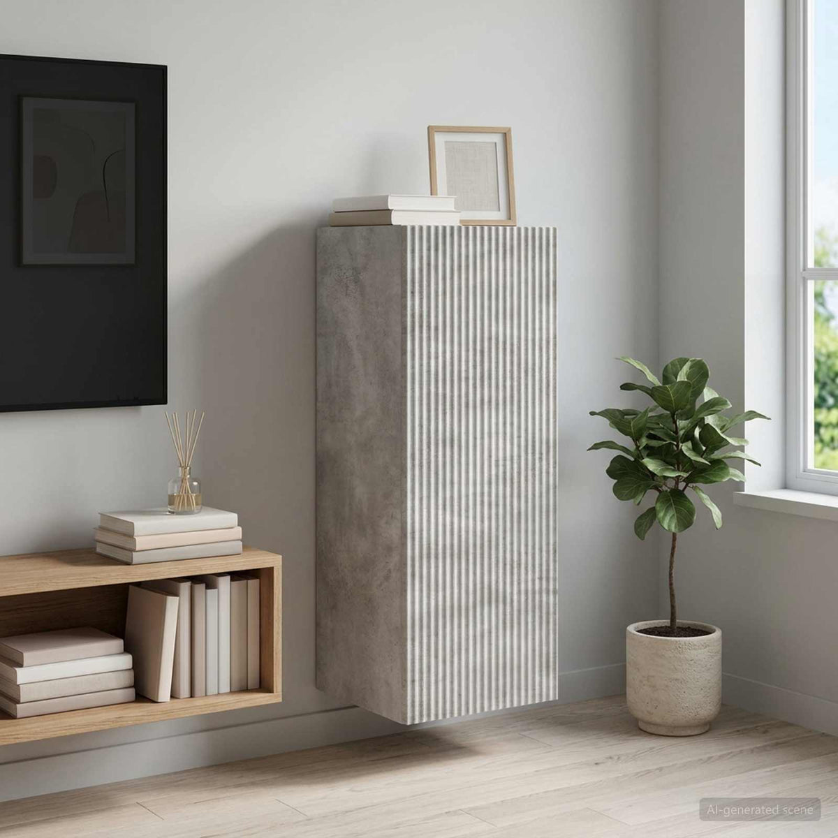 Wandschrank 33 x 34,5 x 90 cm Holzwerkstoff Betongrau