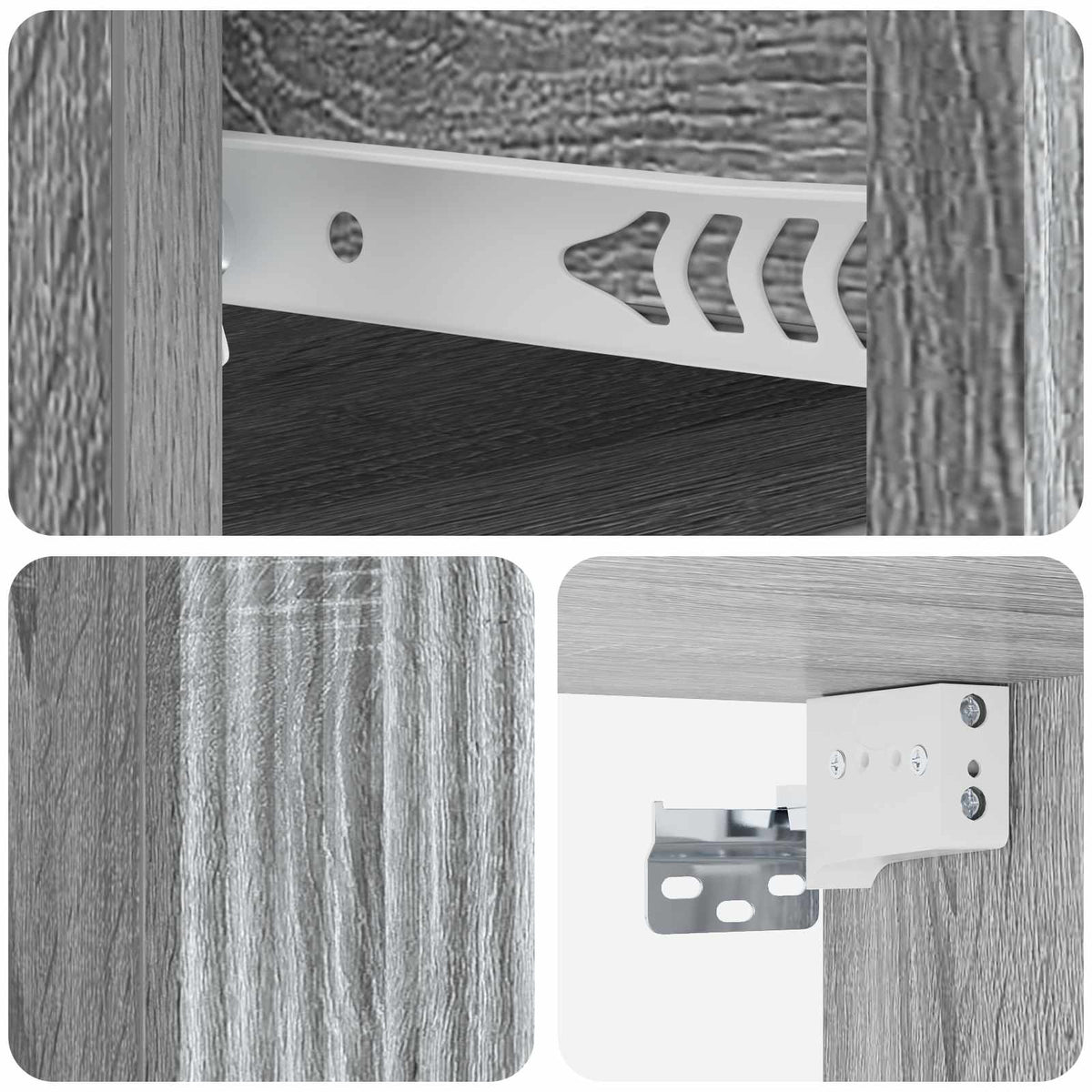 Wandmontierter Nachttisch 2 Stk. Sonoma-Grau 33 x 34,5 x 20 cm