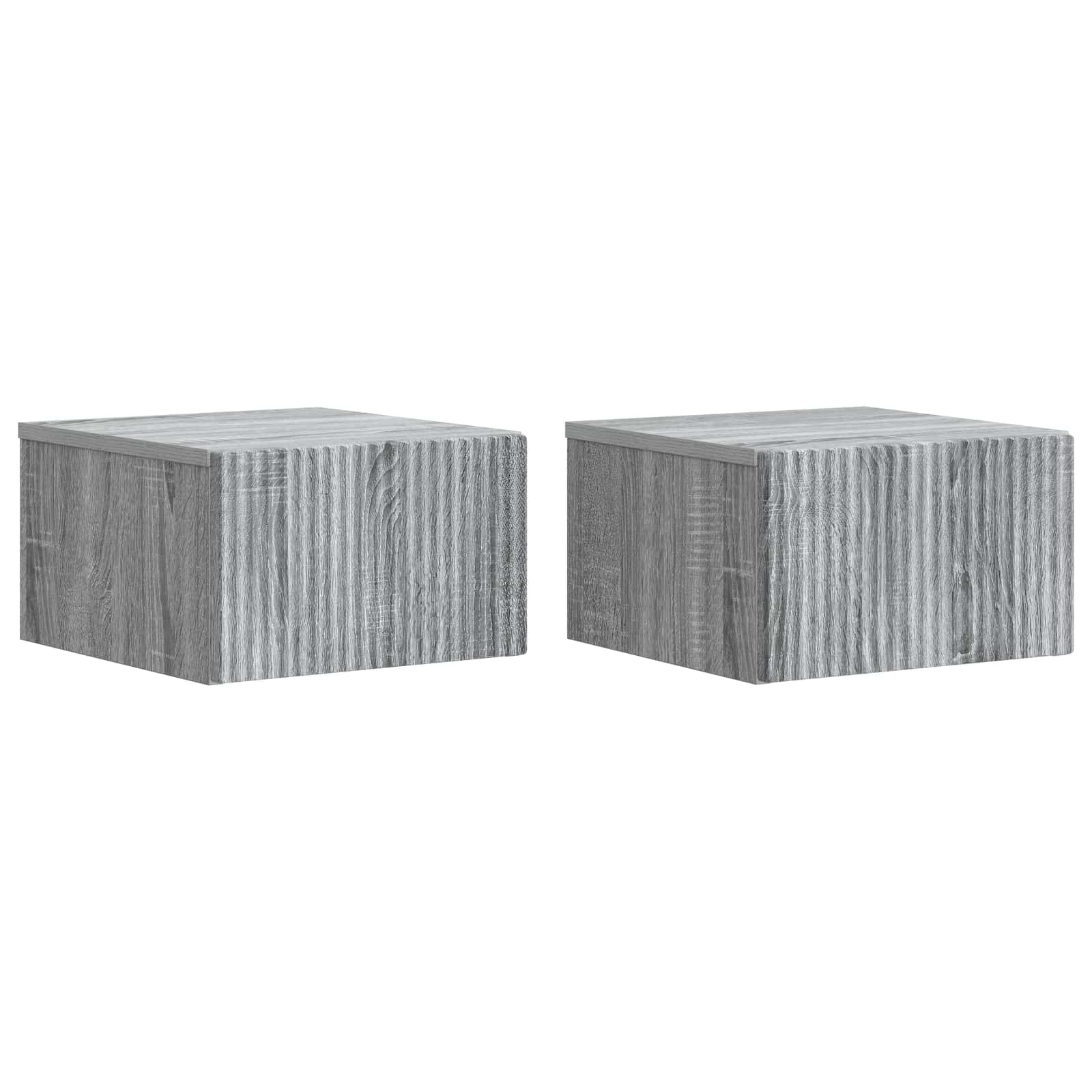 Wandmontierter Nachttisch 2 Stk. Sonoma-Grau 33 x 34,5 x 20 cm