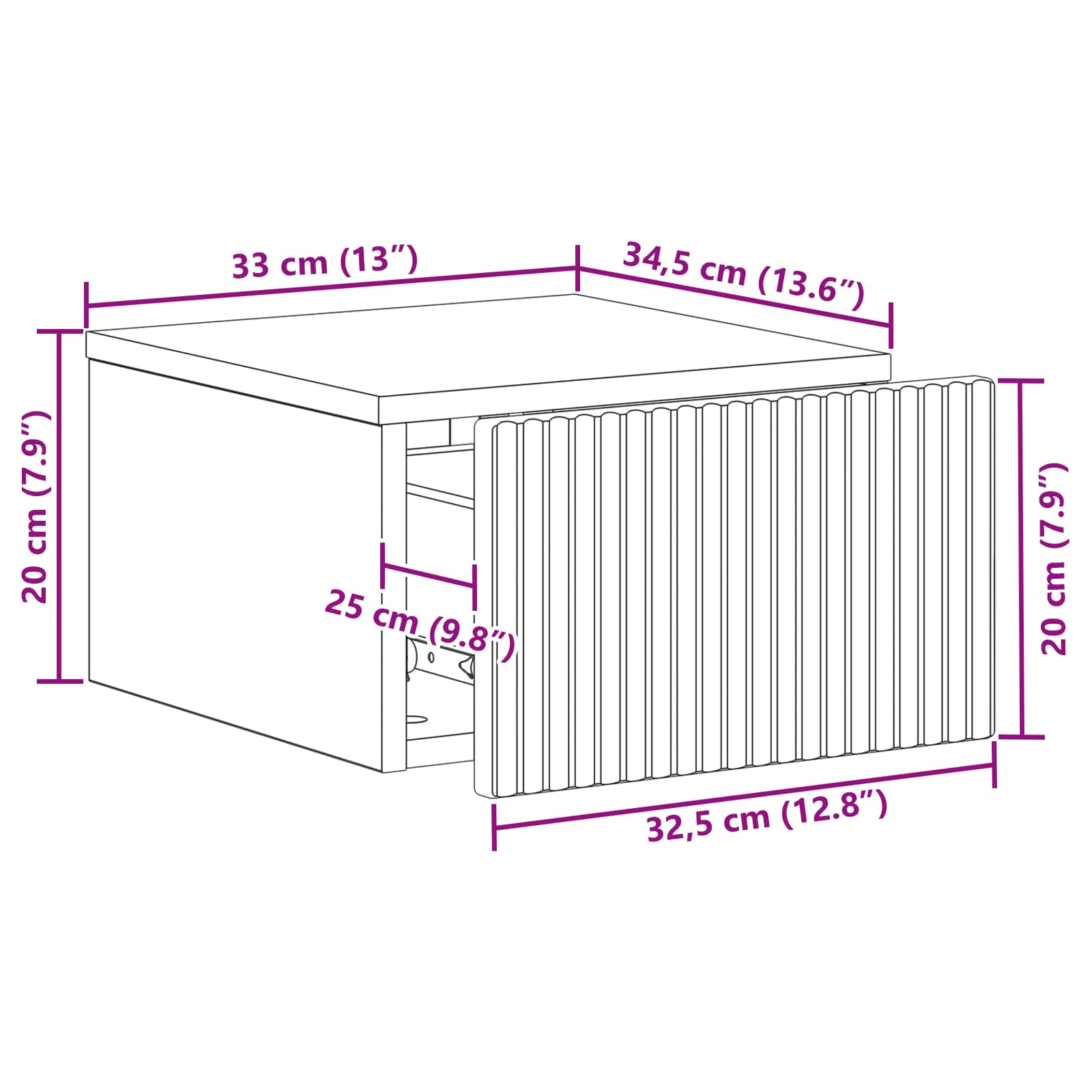 Wandmontierter Nachttisch 2 Stk. Sonoma-Grau 33 x 34,5 x 20 cm