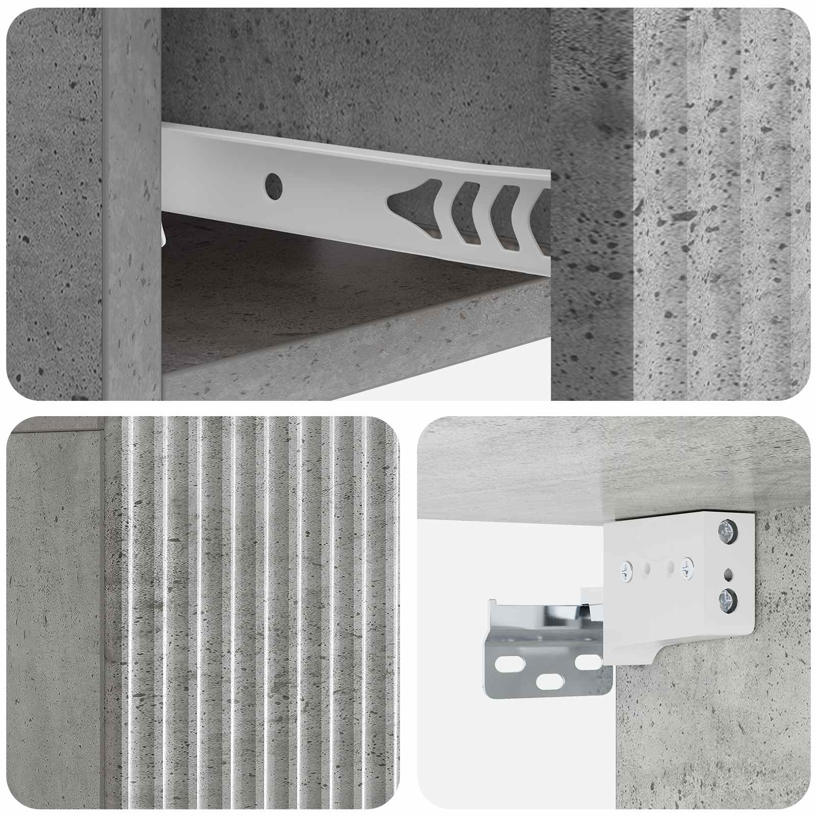 Wandmontierter Nachttisch 2 Stk. Betongrau 49 x 34,5 x 20 cm