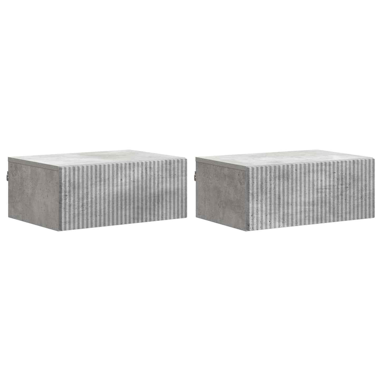 Wandmontierter Nachttisch 2 Stk. Betongrau 49 x 34,5 x 20 cm