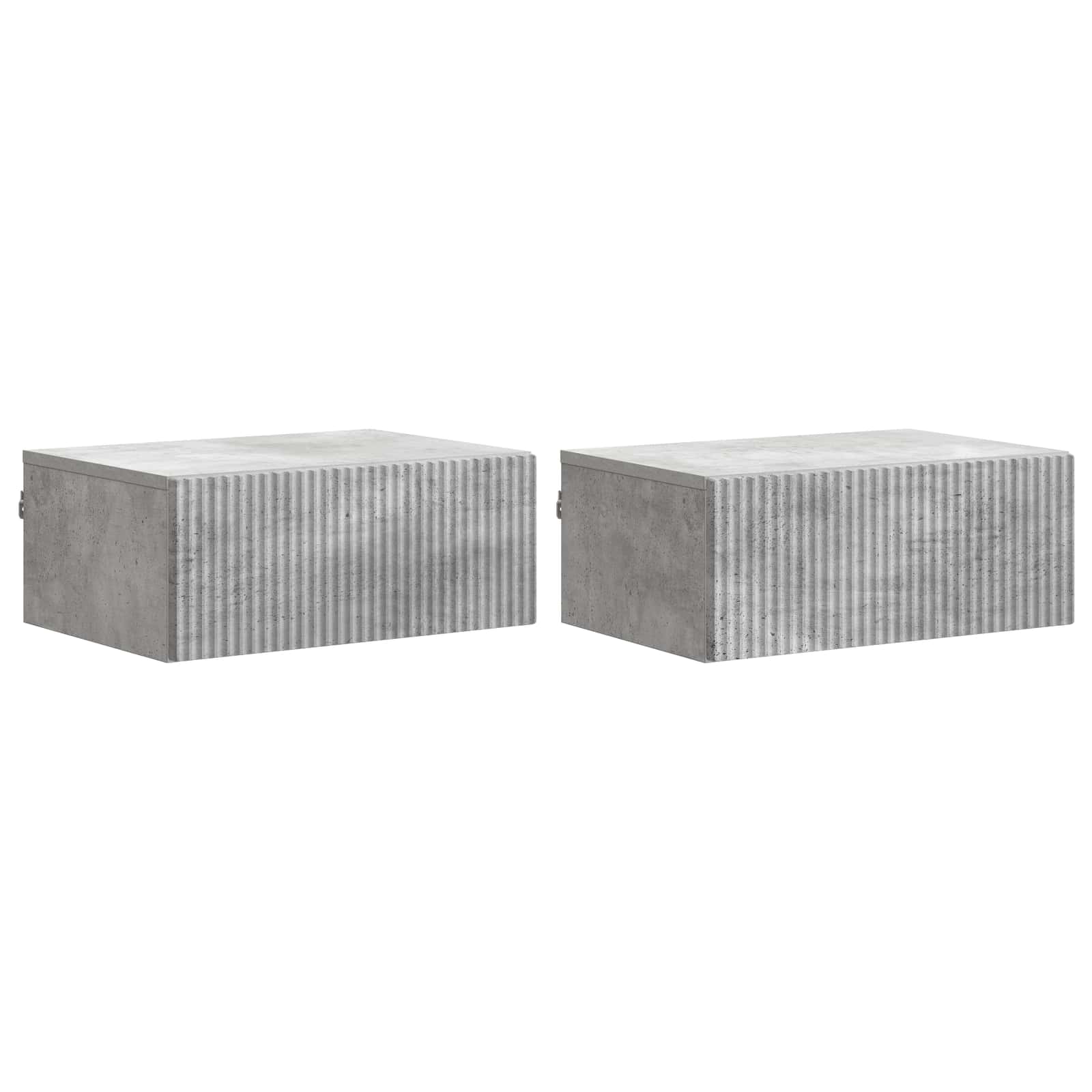 Wandmontierter Nachttisch 2 Stk. Betongrau 49 x 34,5 x 20 cm
