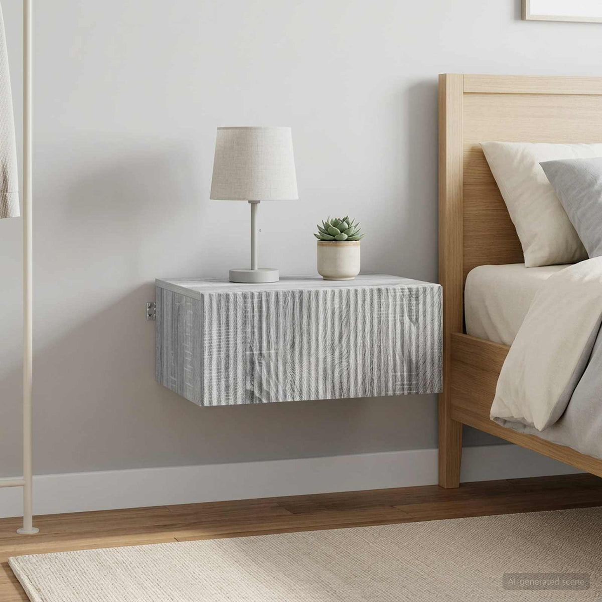 Wandmontierter Nachttisch 2 Stk. Sonoma-Grau 49 x 34,5 x 20 cm