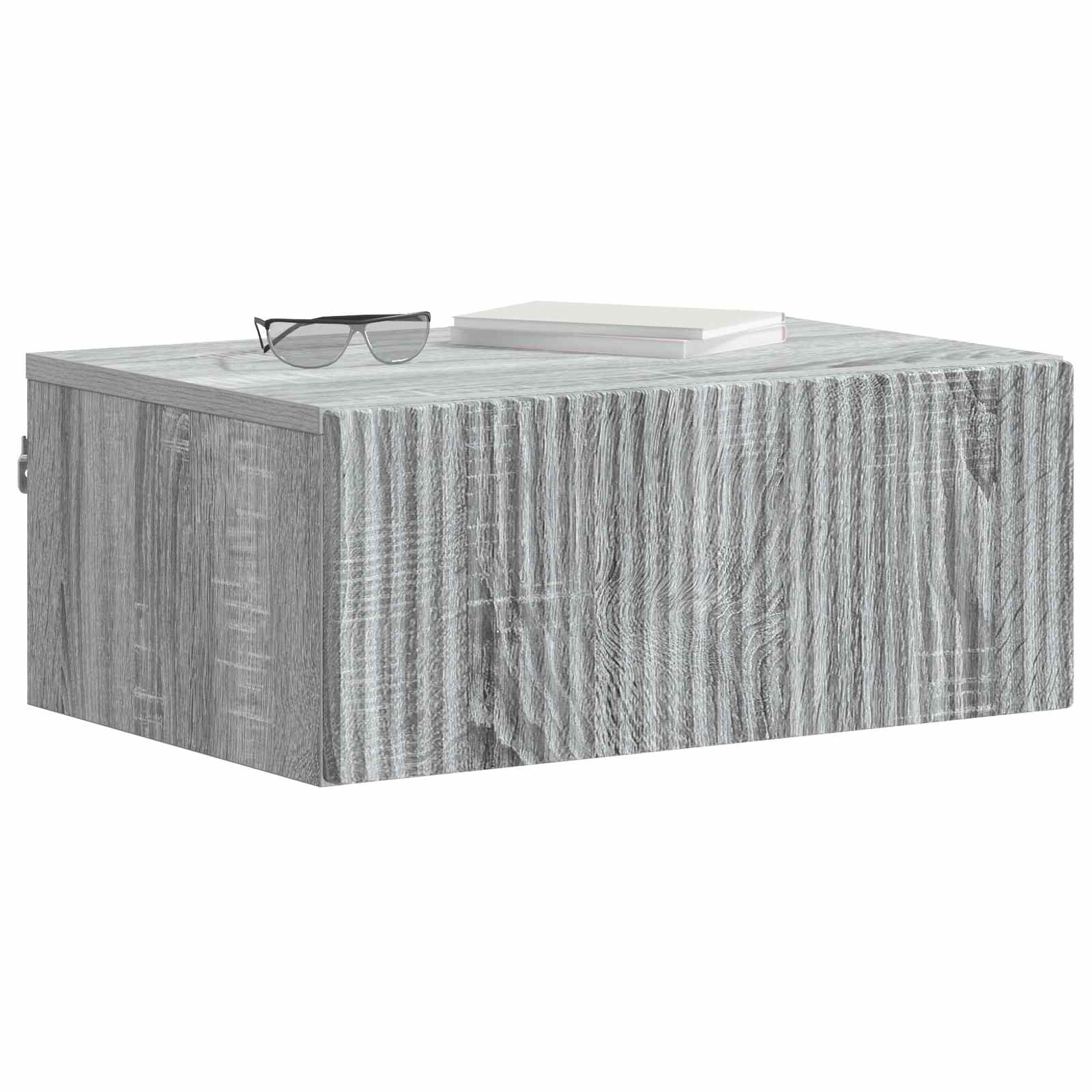 Wandmontierter Nachttisch 2 Stk. Sonoma-Grau 49 x 34,5 x 20 cm