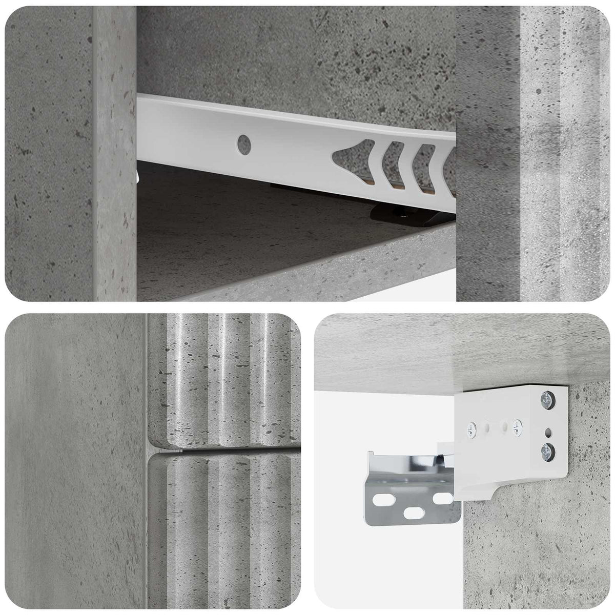 Wandmontierter Nachttisch 2 Stk. Betongrau 33 x 34,5 x 40 cm