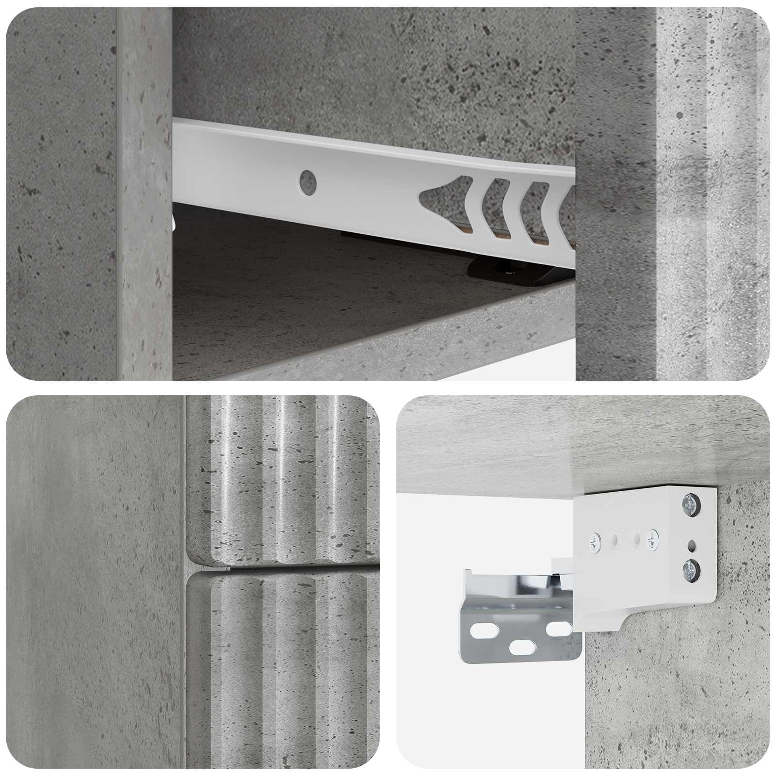 Wandmontierter Nachttisch 2 Stk. Betongrau 33 x 34,5 x 40 cm