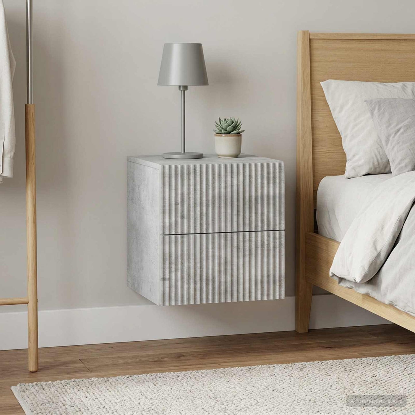 Wandmontierter Nachttisch 2 Stk. Betongrau 33 x 34,5 x 40 cm