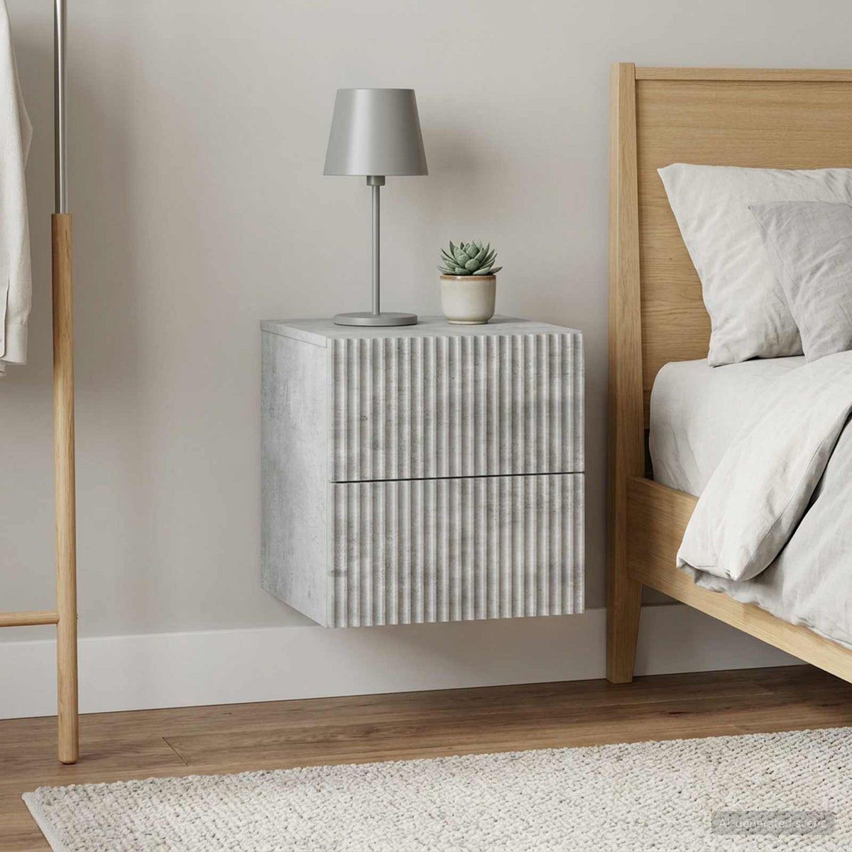 Wandmontierter Nachttisch 2 Stk. Betongrau 33 x 34,5 x 40 cm
