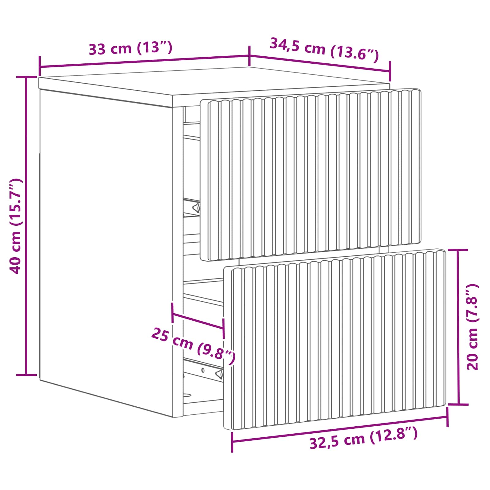 Wandmontierter Nachttisch 2 Stk. Sonoma-Grau 33 x 34,5 x 40 cm
