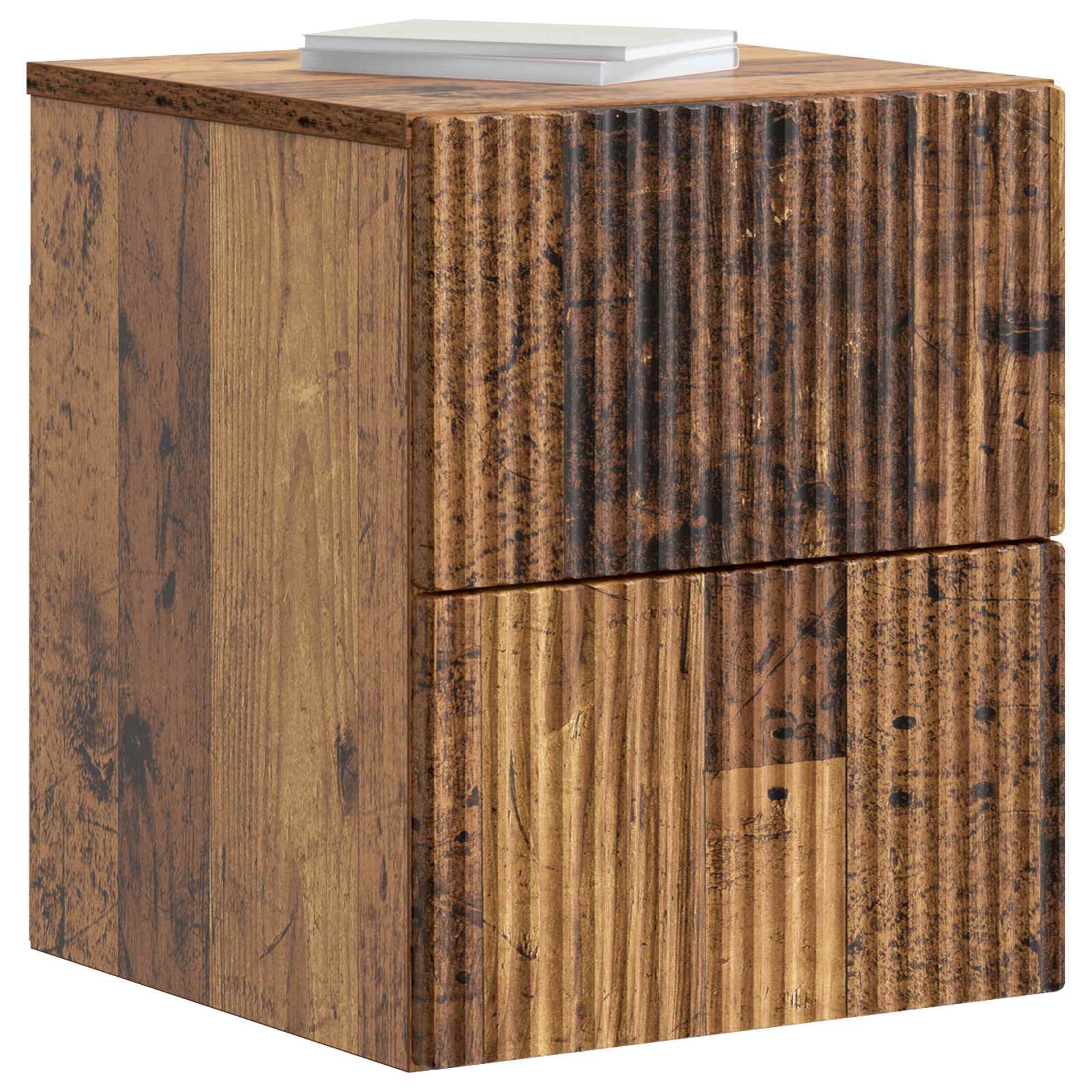 Wandmontierter Nachttisch 2 Stk. Altholz 33 x 34,5 x 40 cm