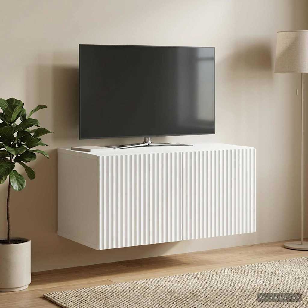Wandmontierter TV-Schrank Weiß 59,5 x 41 x 30 cm Holzwerkstoff