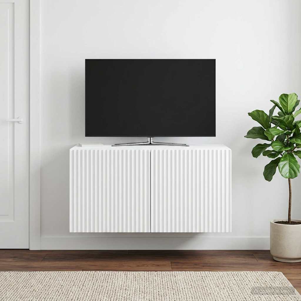 Wandmontierter TV-Schrank Weiß 59,5 x 41 x 30 cm Holzwerkstoff