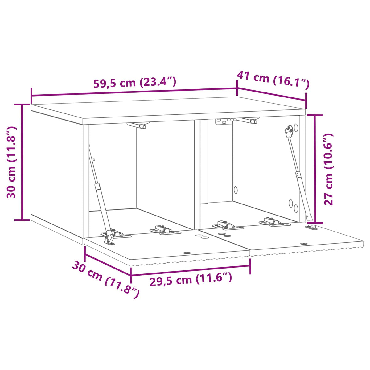 Wandmontierter TV-Schrank Weiß 59,5 x 41 x 30 cm Holzwerkstoff