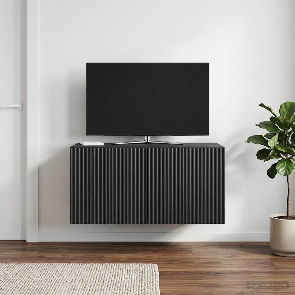 Wandmontierter TV-Schrank 59,5 x 41 x 30 cm Schwarz