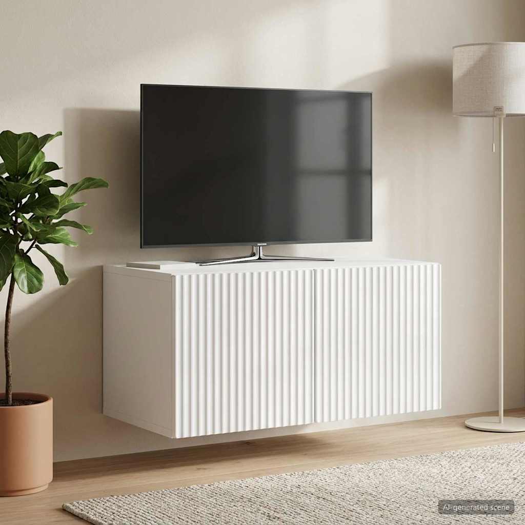 Wandmontierter TV-Schrank 59,5 x 41 x 30 cm Hochglanz Weiß