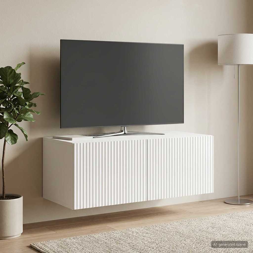 Wandmontierter TV-Schrank 78,5 x 41 x 30 cm Hochglanz Weiß