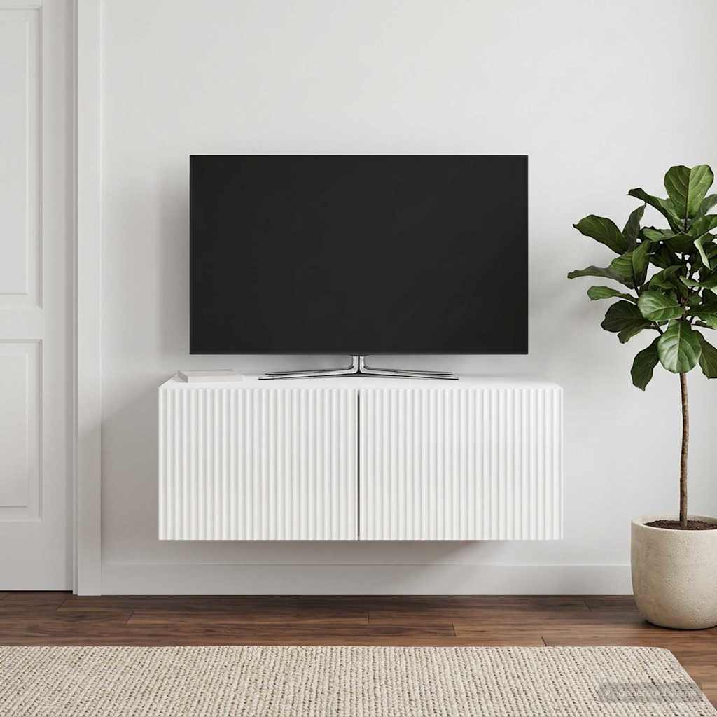 Wandmontierter TV-Schrank 78,5 x 41 x 30 cm Hochglanz Weiß