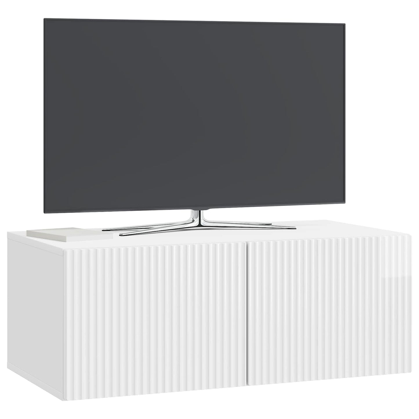 Wandmontierter TV-Schrank 78,5 x 41 x 30 cm Hochglanz Weiß