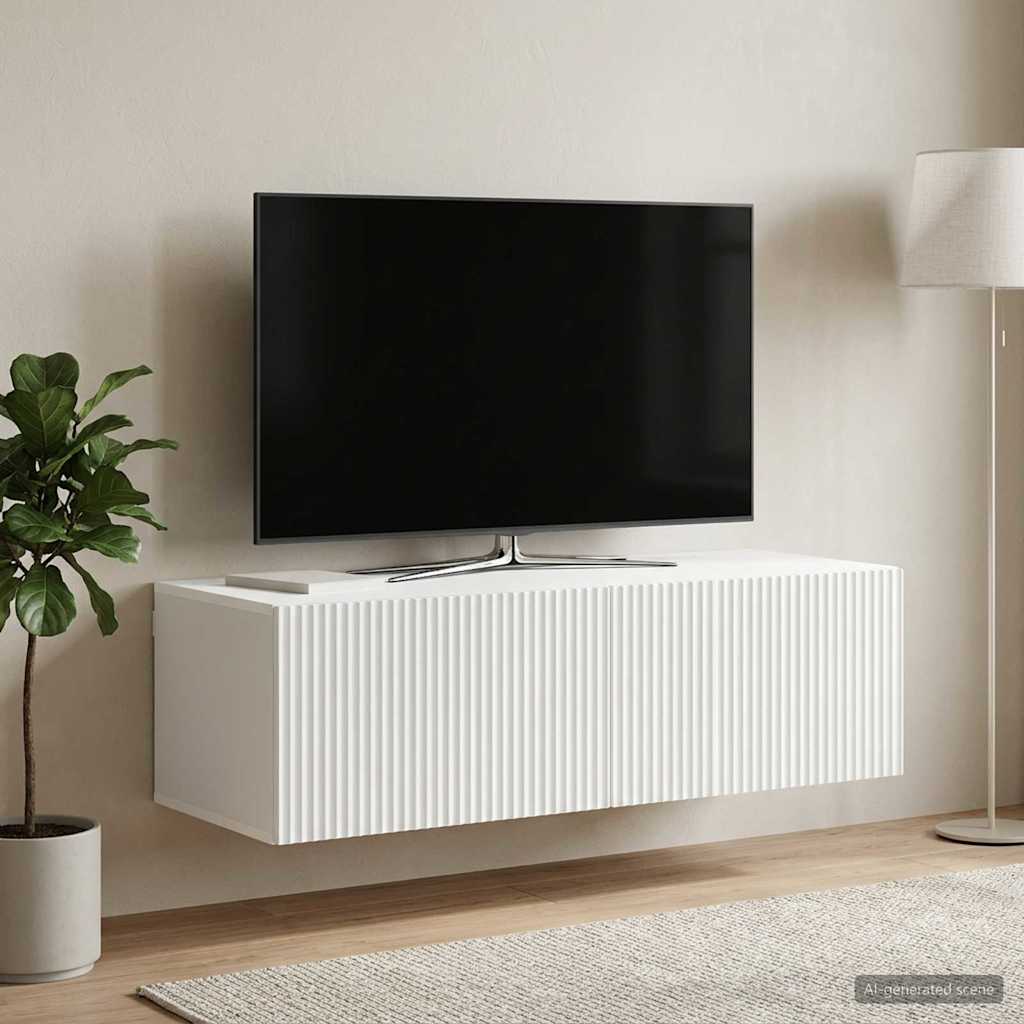 Wandmontierter TV-Schrank Weiß 98 x 41 x 30 cm Holzwerkstoff