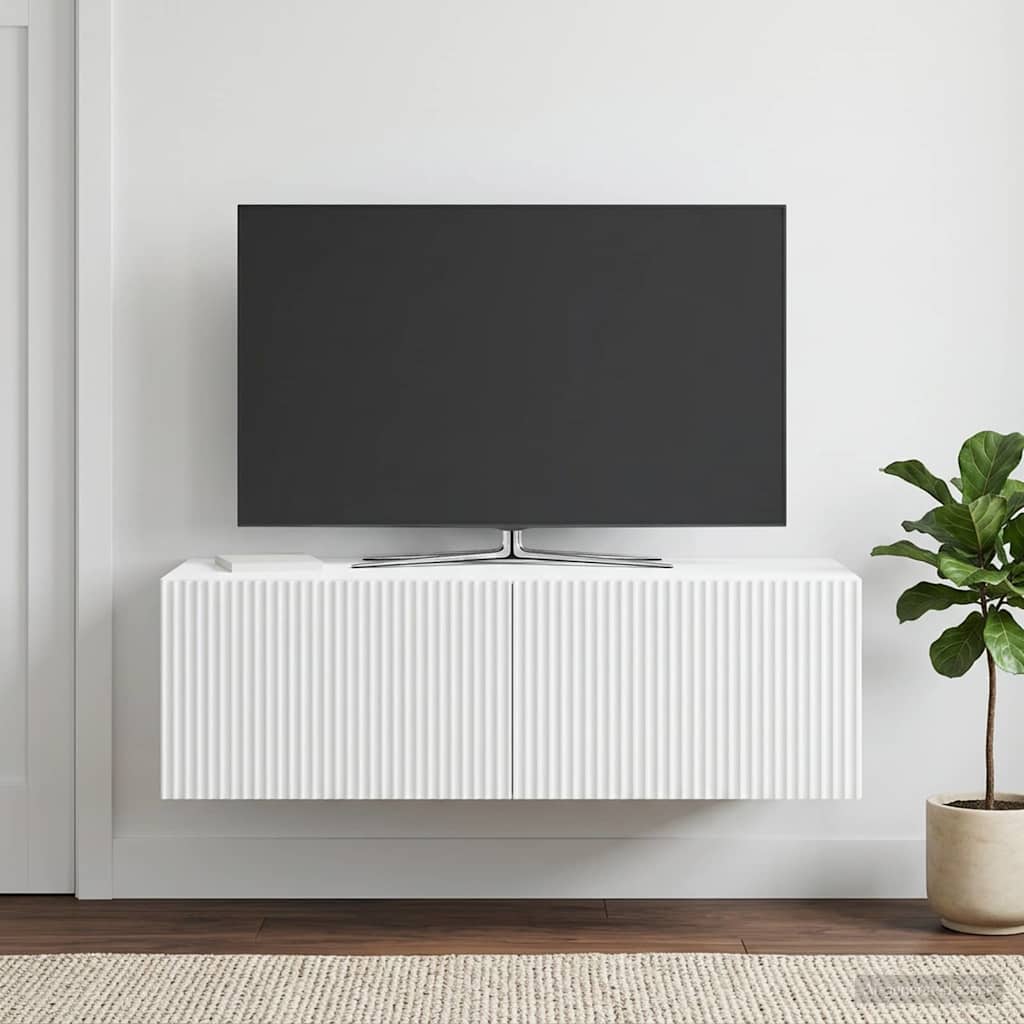 Wandmontierter TV-Schrank Weiß 98 x 41 x 30 cm Holzwerkstoff
