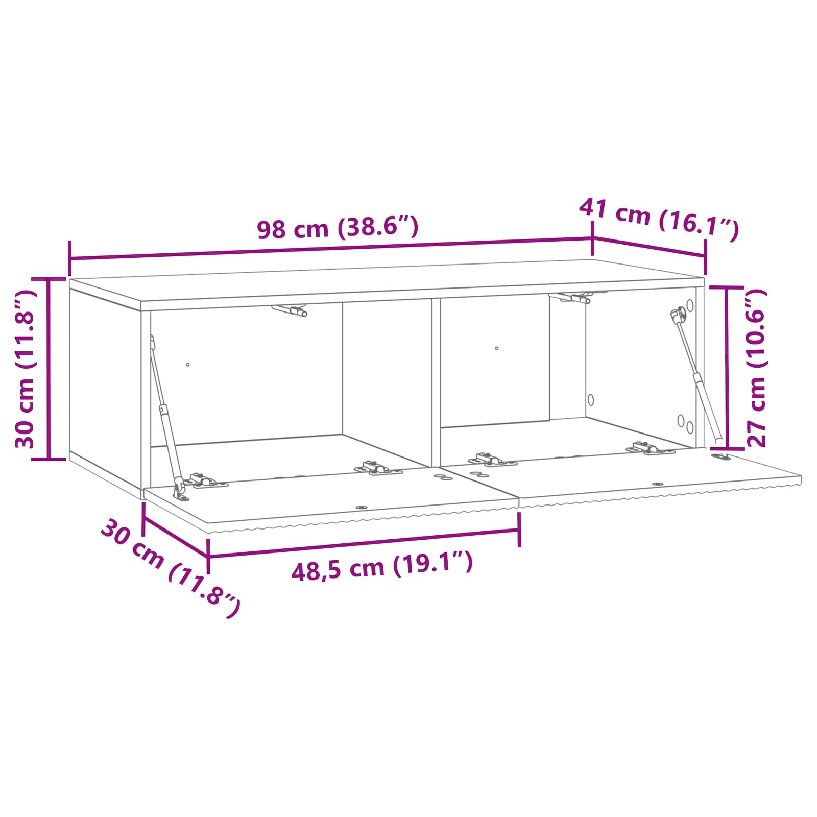 Wandmontierter TV-Schrank 98 x 41 x 30 cm Sonoma-Eiche