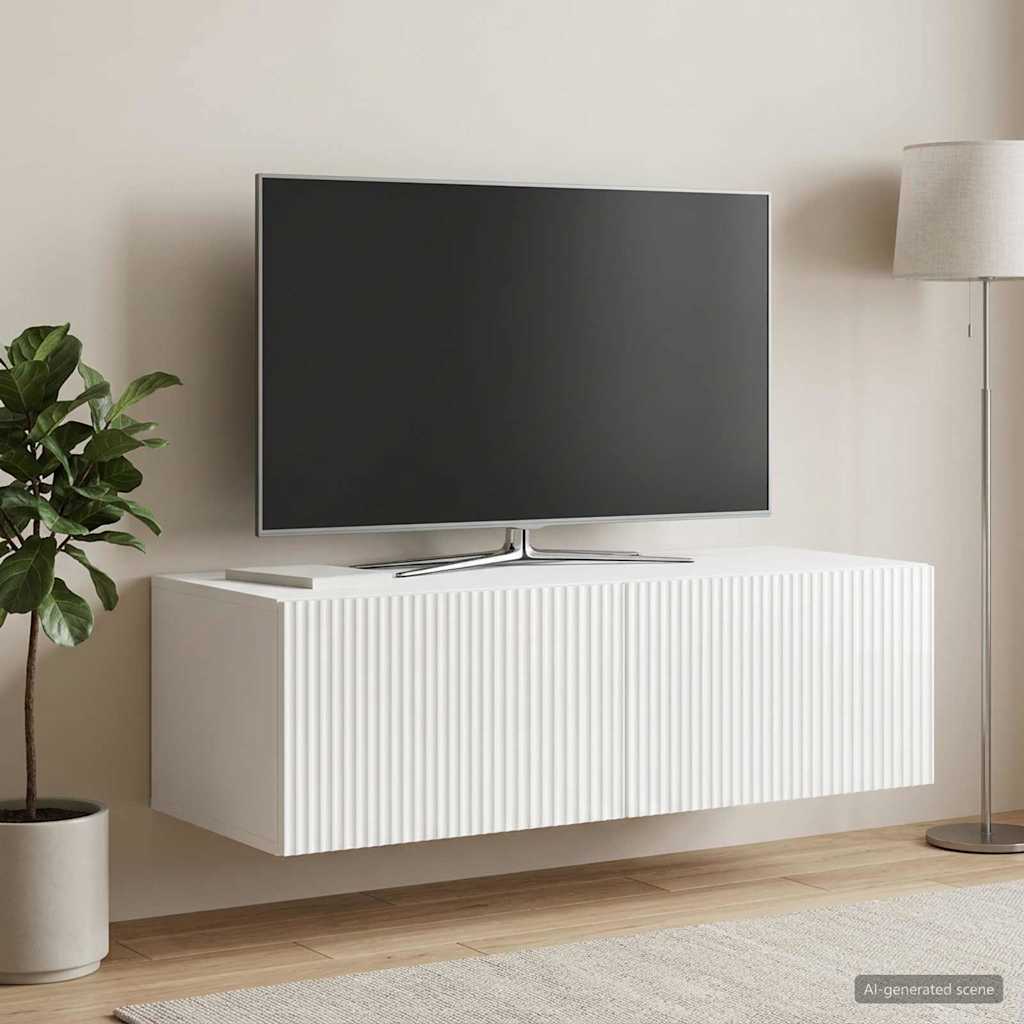 Wandmontierter TV-Schrank 98 x 41 x 30 cm Hochglanz Weiß