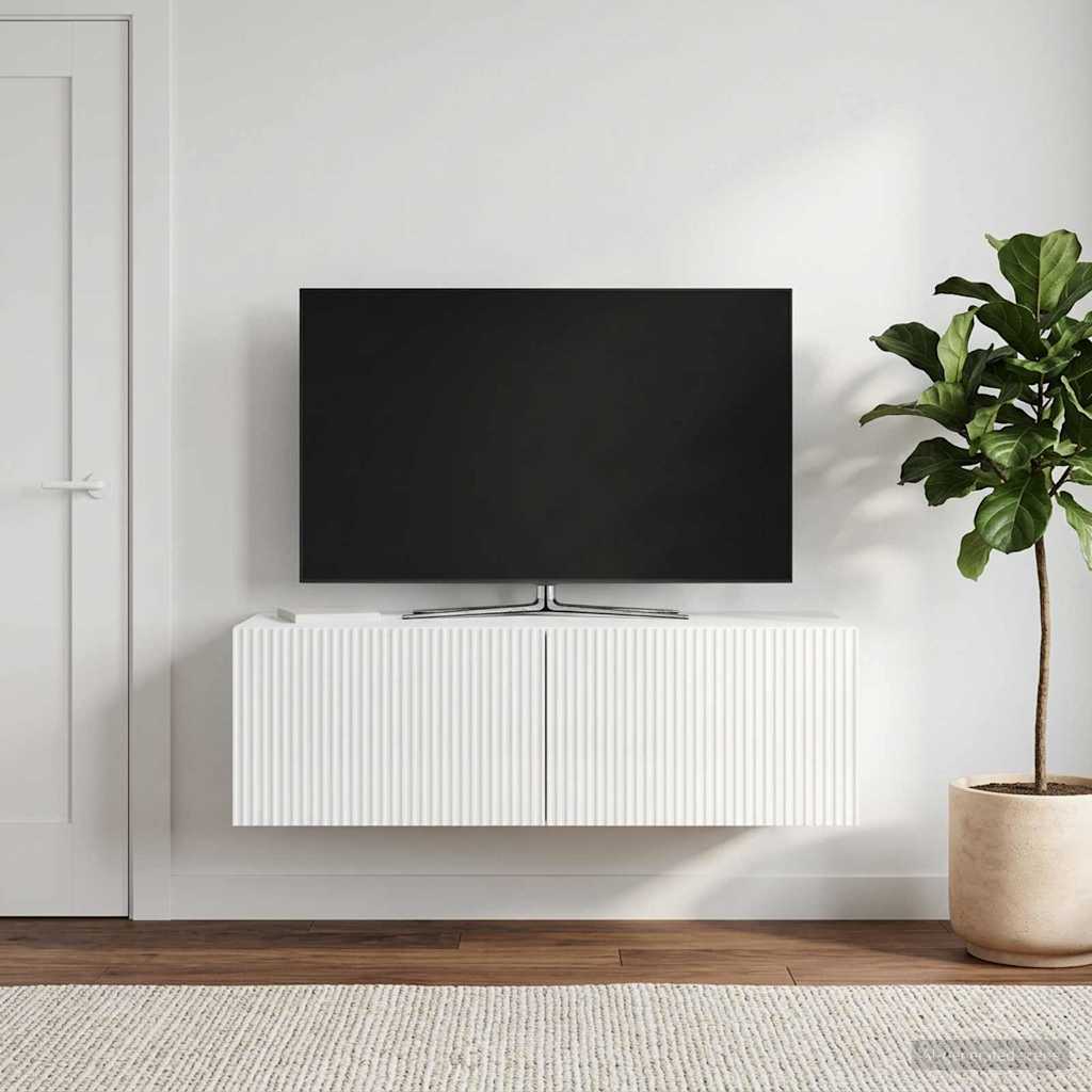 Wandmontierter TV-Schrank 98 x 41 x 30 cm Hochglanz Weiß