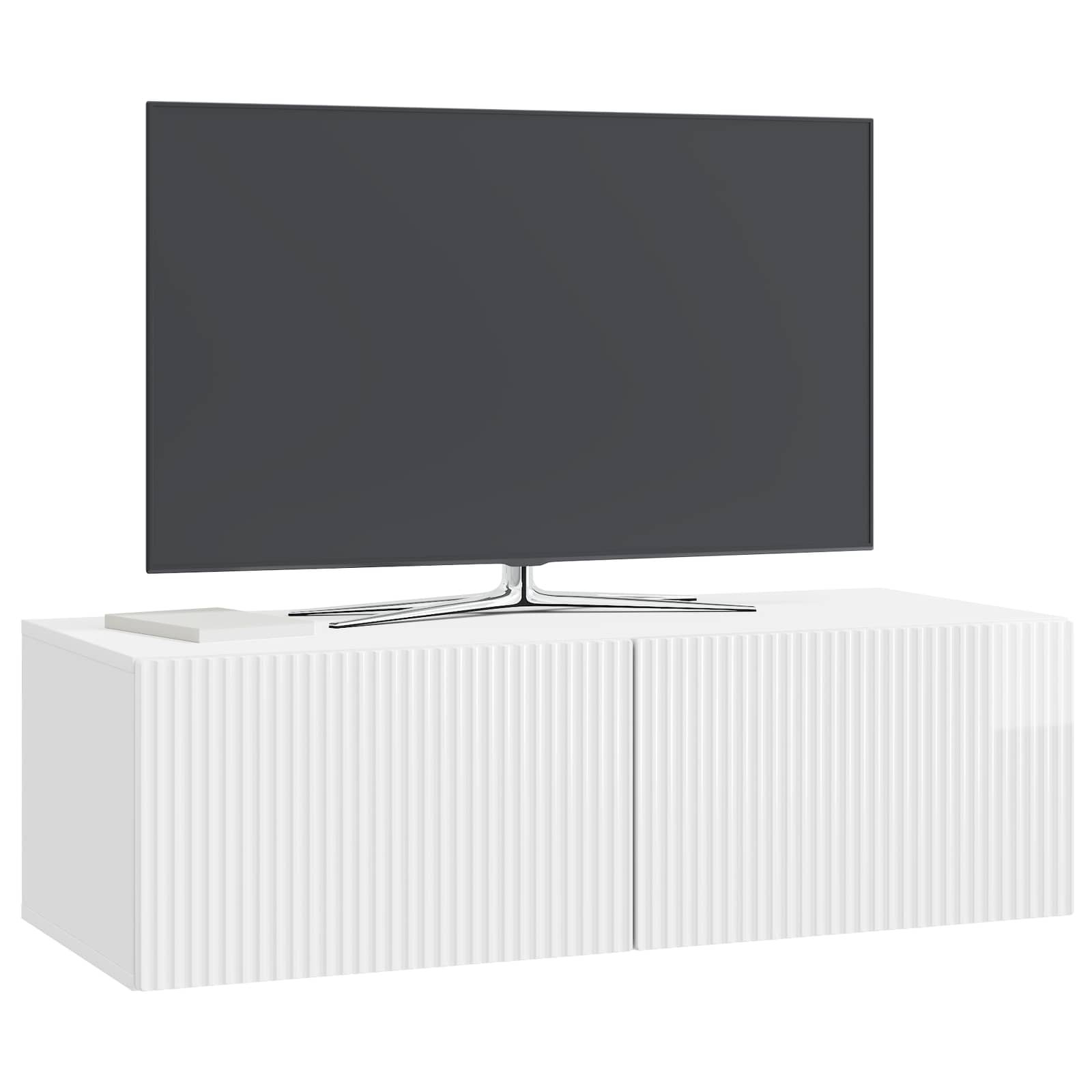 Wandmontierter TV-Schrank 98 x 41 x 30 cm Hochglanz Weiß