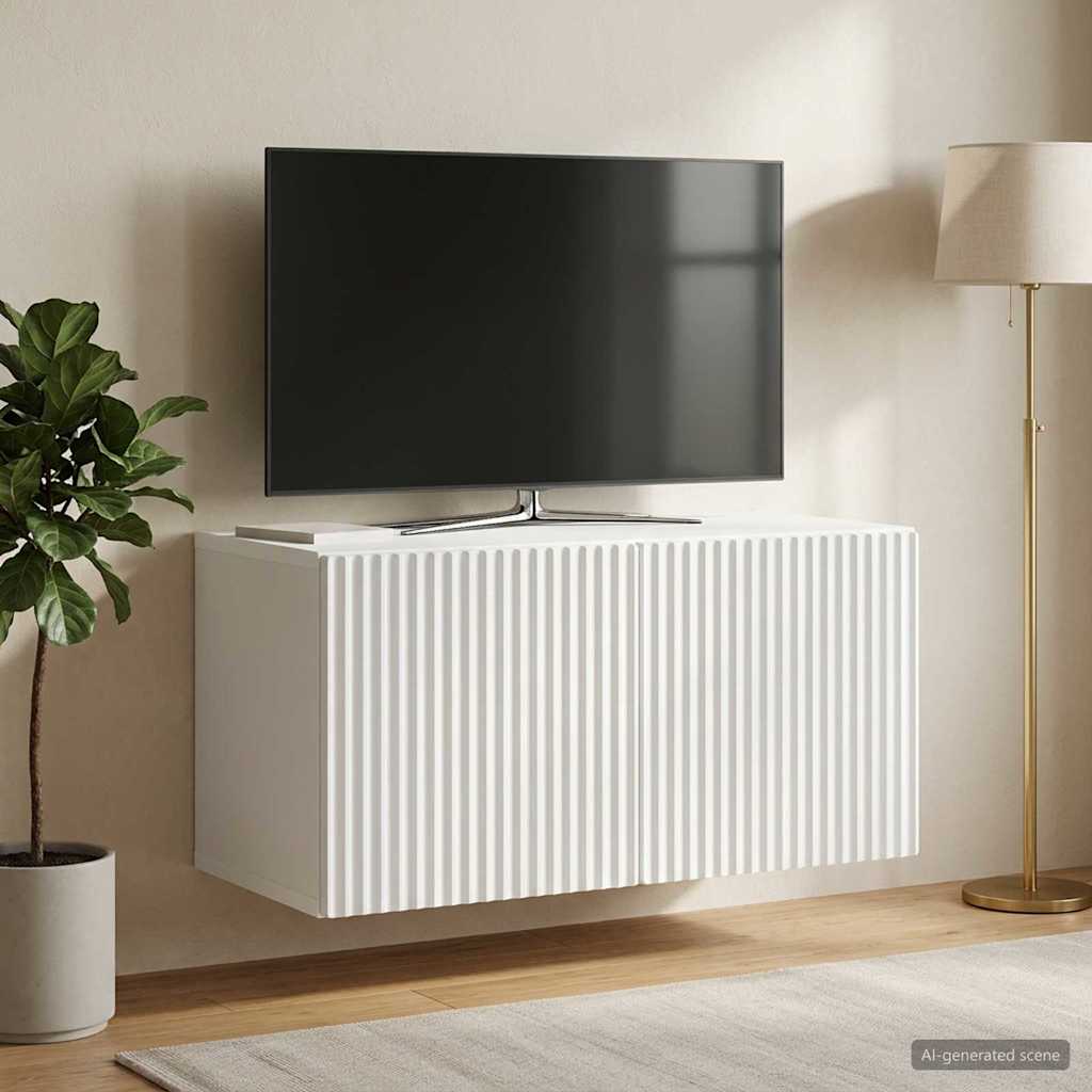 Wandmontierter TV-Schrank Weiß 59,5 x 31 x 30 cm Holzwerkstoff