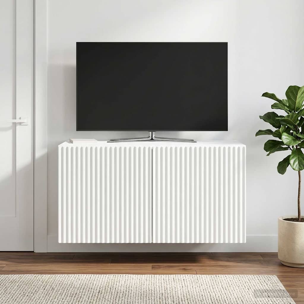 Wandmontierter TV-Schrank Weiß 59,5 x 31 x 30 cm Holzwerkstoff