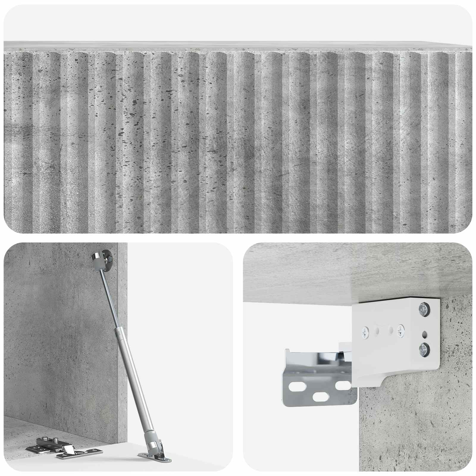 Wandmontierter TV-Schrank 59,5 x 31 x 30 cm Betongrau