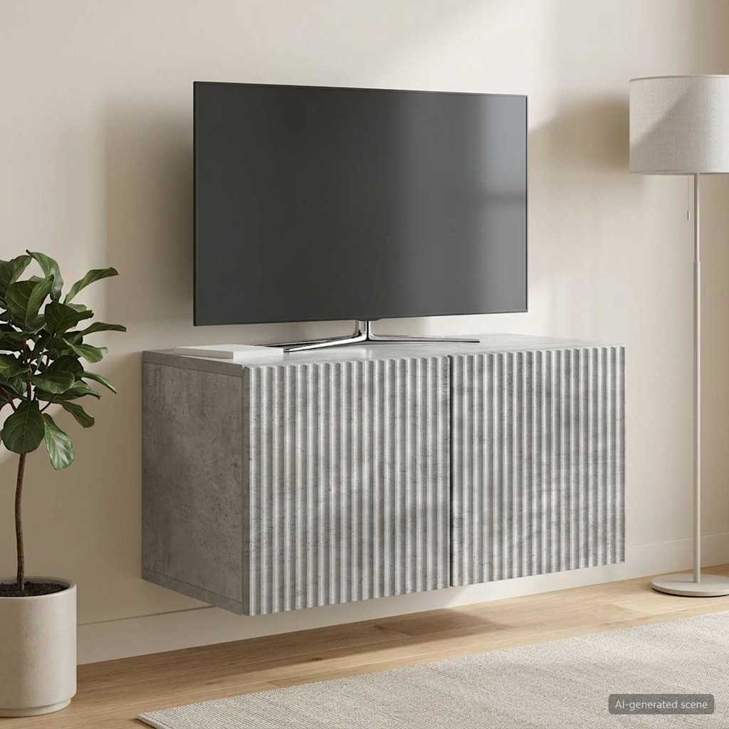 Wandmontierter TV-Schrank 59,5 x 31 x 30 cm Betongrau