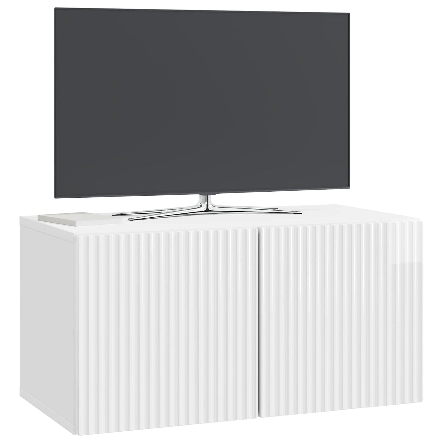 Wandmontierter TV-Schrank 59,5 x 31 x 30 cm Hochglanz Weiß