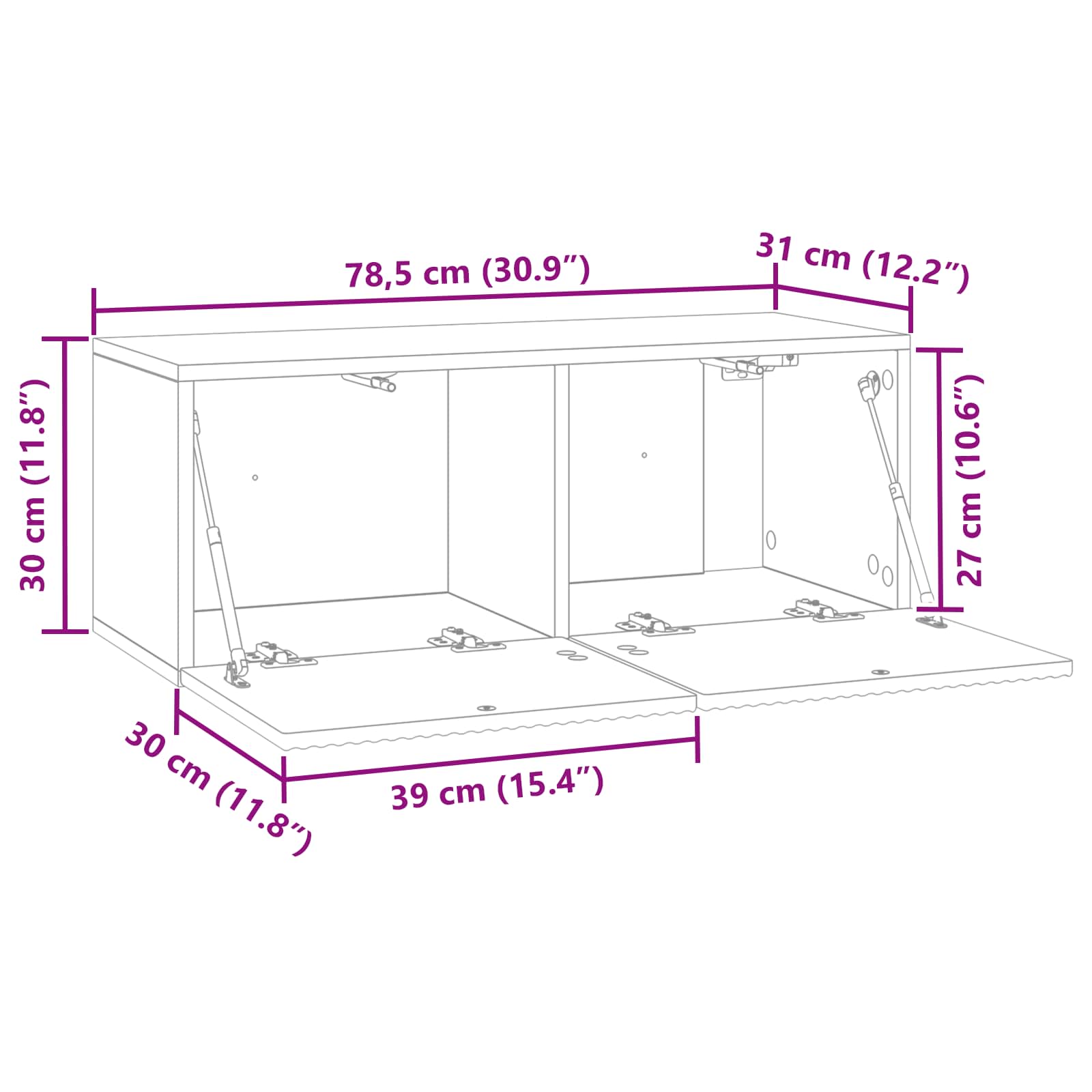 Wandmontierter TV-Schrank 78,5 x 31 x 30 cm Sonoma-Eiche
