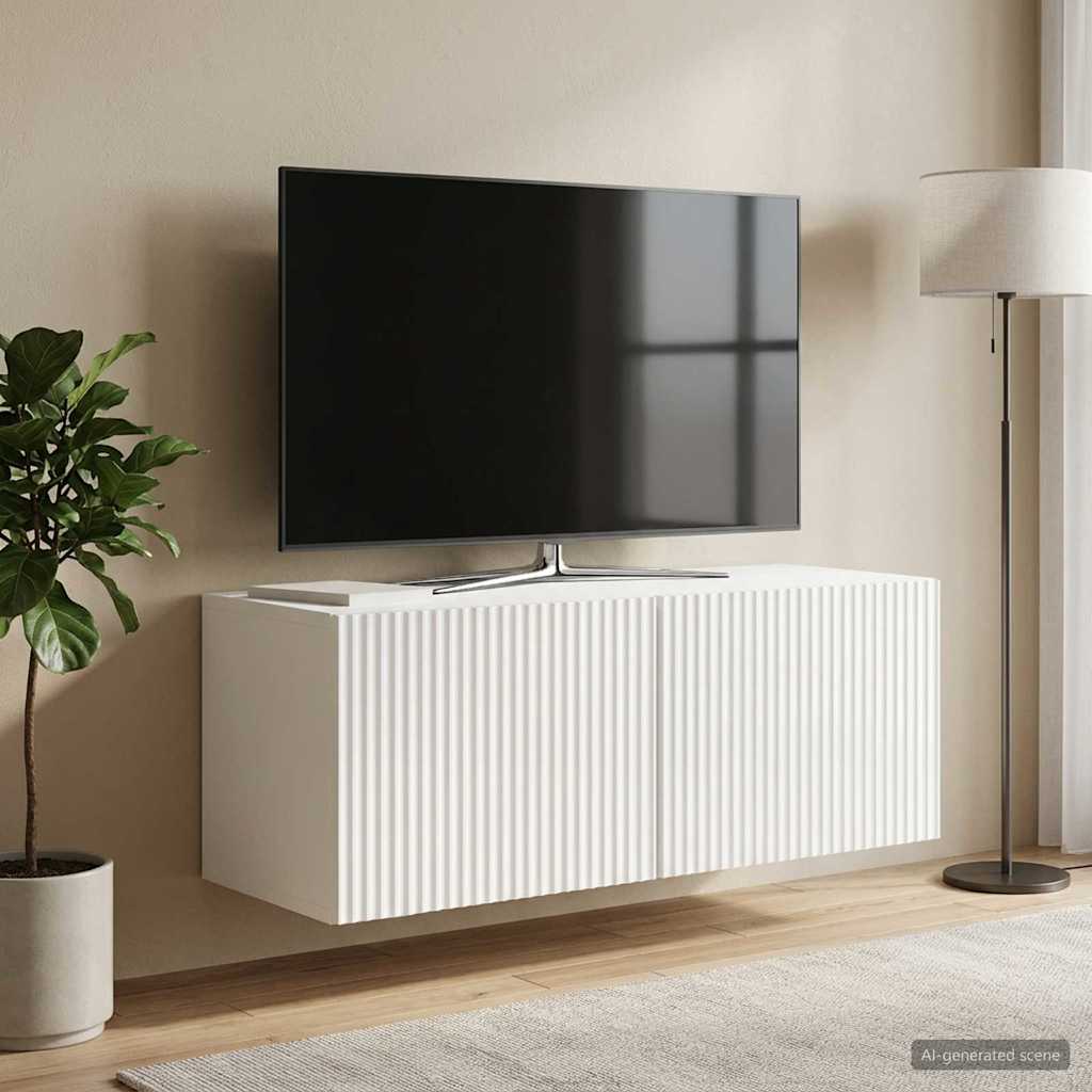 Wandmontierter TV-Schrank 78,5 x 31 x 30 cm Hochglanz Weiß