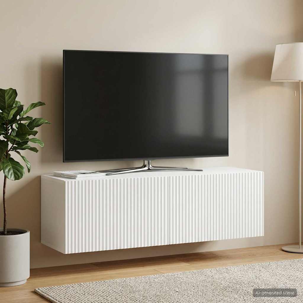 Wandmontierter TV-Schrank Weiß 98 x 31 x 30 cm Holzwerkstoff