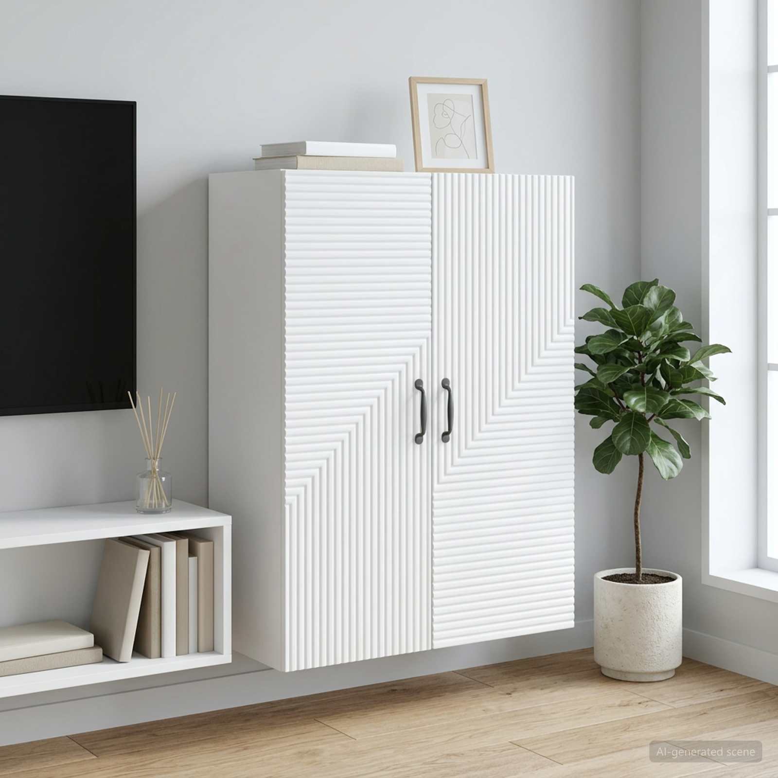 Wandschrank Weiß 66 x 34,5 x 90 cm Holzwerkstoff