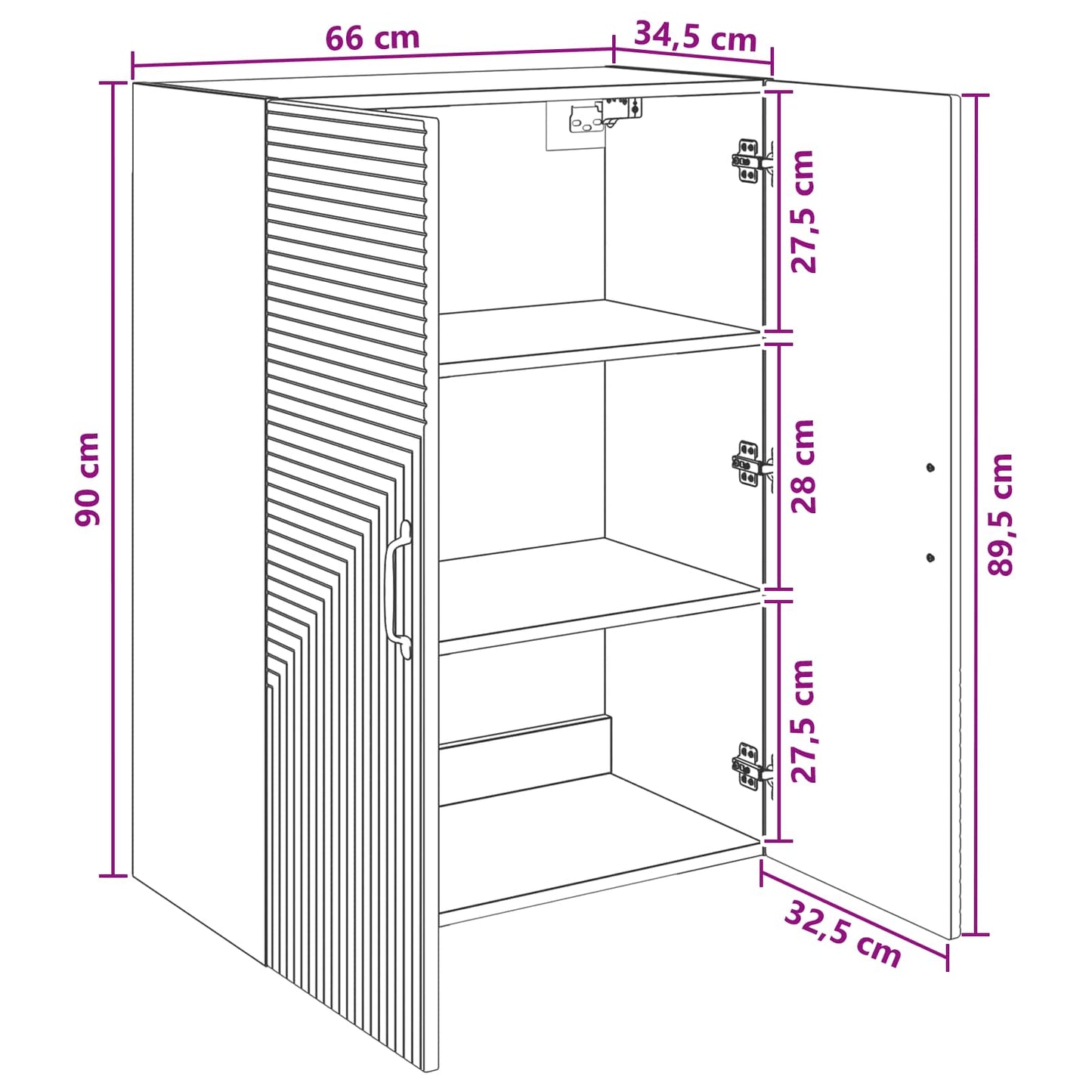 Wandschrank Betongrau 66 x 34,5 x 90 cm Holzwerkstoff