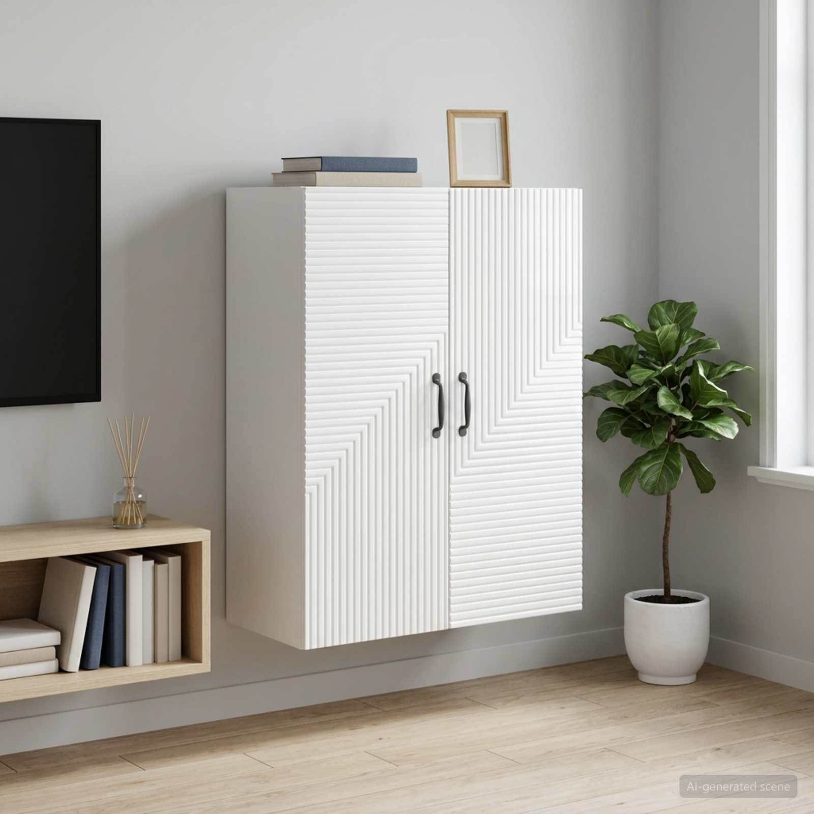 Wandschrank Hochglanz Weiß 66 x 34,5 x 90 cm Holzwerkstoff