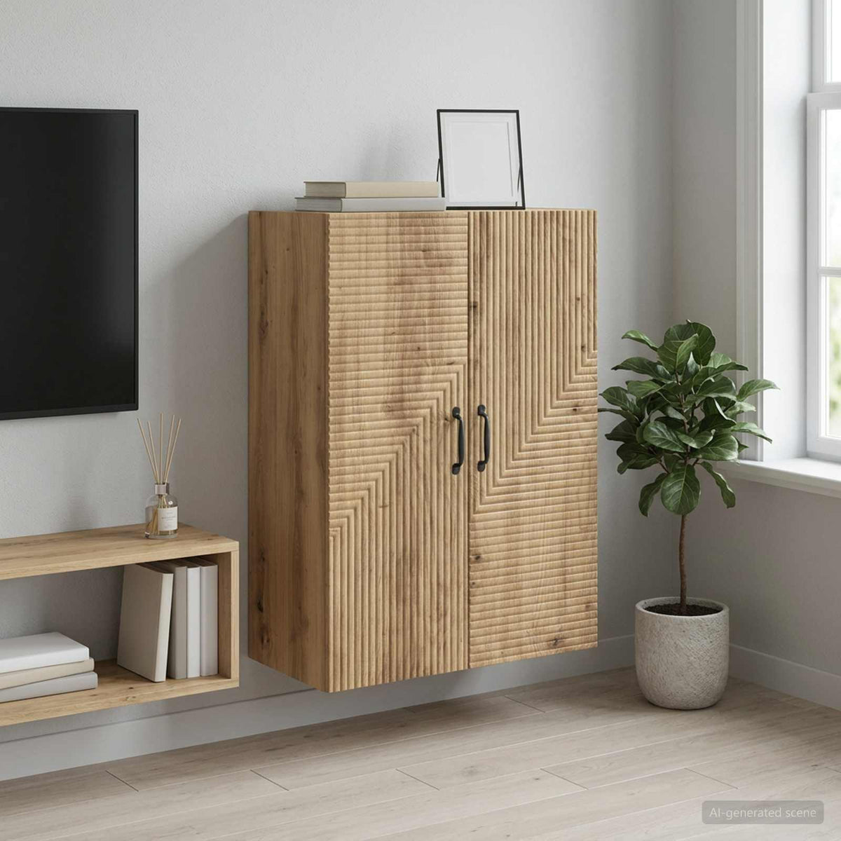 Wandschrank 66 x 34,5 x 90 cm Holzwerkstoff Artisan-Eiche